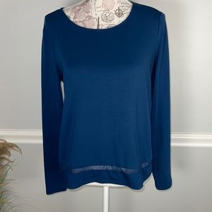 Athleta Small Blue Long Sleeve Mesh Top
